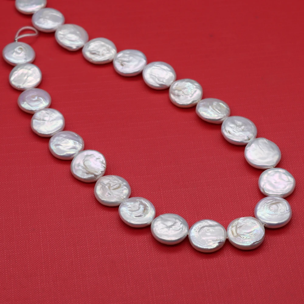 Natural Freshwater Pearl Baroque Coin Bead Flat Round Button Loose  Jewelry Making DIY Necklace Bracelet Earring Strand 15''