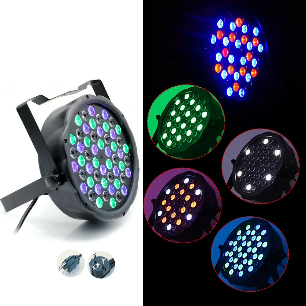 DJ Slim Par64 RGBW 54X3W LED Light PAR 3in1 DMX Outdoor Color Mixing Stage Lamp