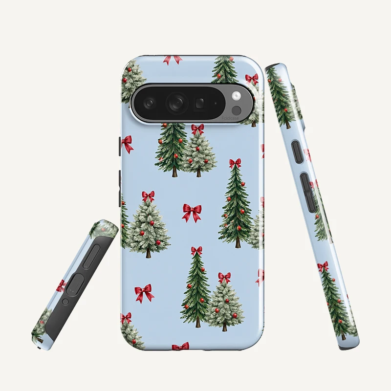 Funda con diseño de árbol de Navidad y lazo rojo para Google Pixel 11, 10 Pro XL, 10A, 9, 8, 7A, 5A, compatible con carga inalámbrica MagSafe, funda de PC + TPU.