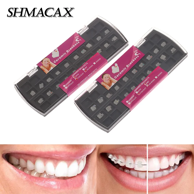 1 Box Dental Ceramic Bracket Roth/MBT 022 Hook 3-4-5 Hooks Clear Braces Orthodontics Consumables