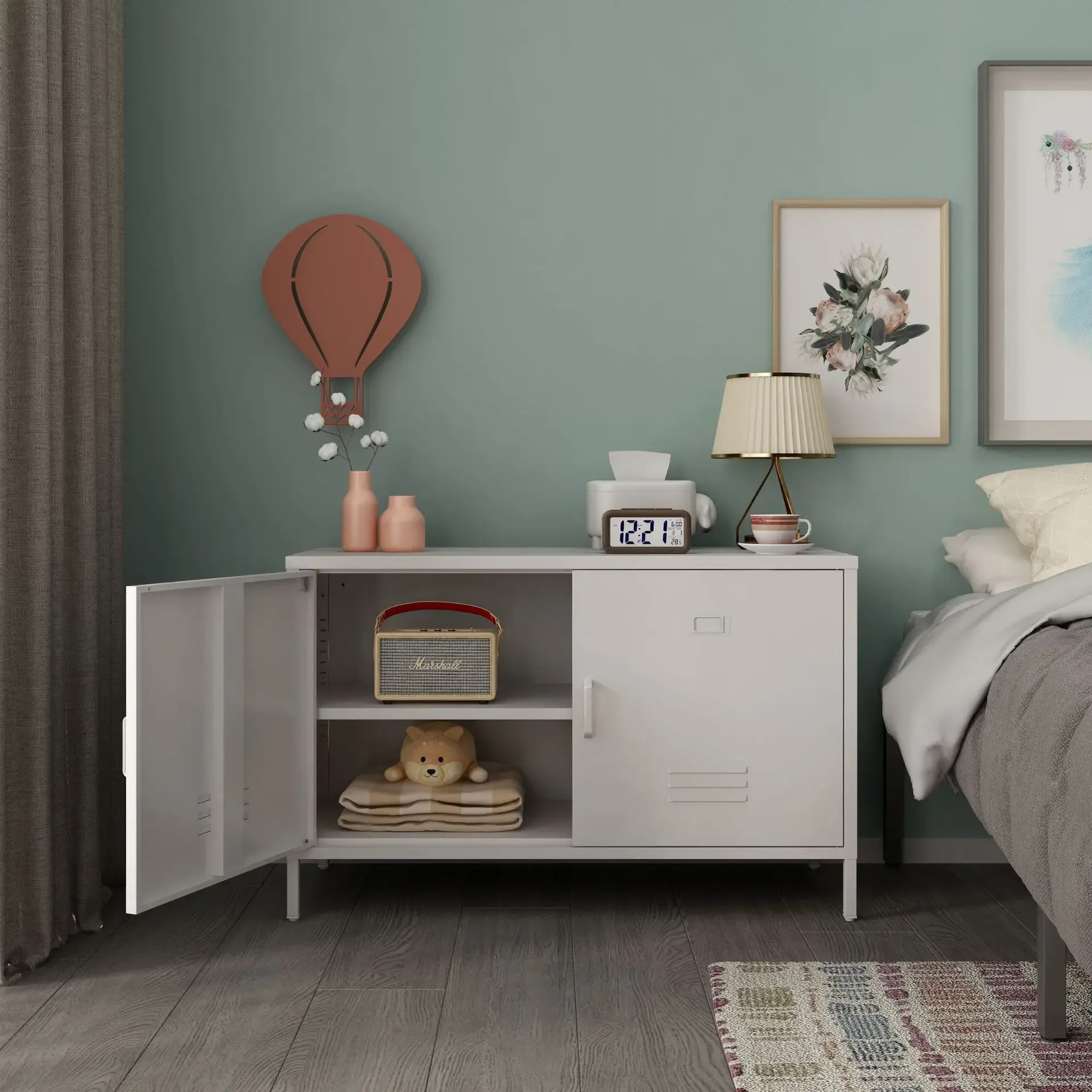 Mobile TV da soggiorno, comodino da pavimento al soffitto, contenitore in ferro battuto