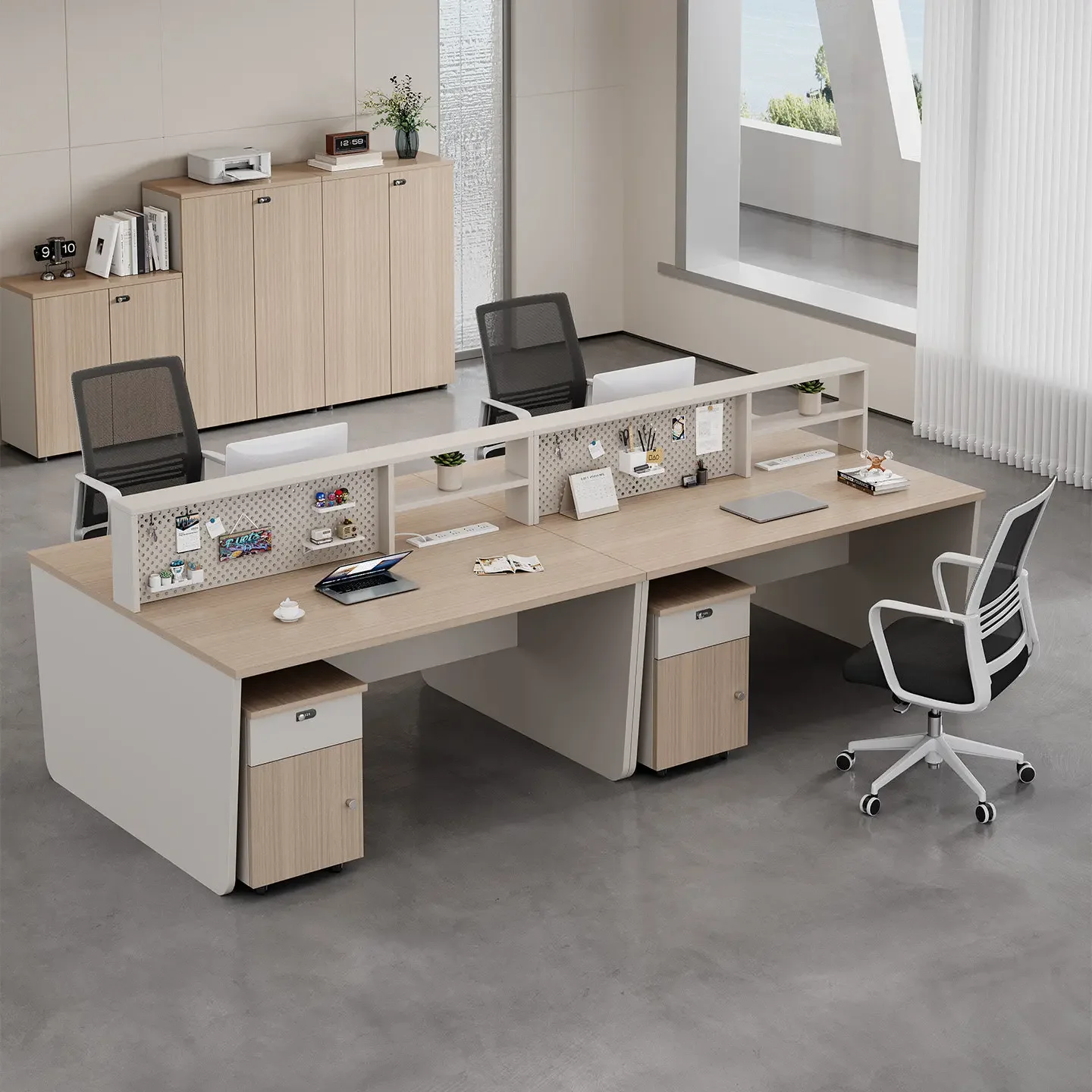 Staff office desk and chair combination simple hole board table 2/4/6 person partition staff screen card seat desk