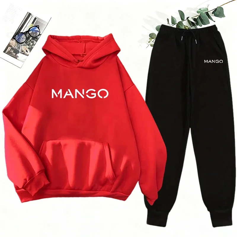 2025 الاتجاه الجديد المرأة البلوز و Sweatpants 2 قطعة مجموعة الحضرية موضة عادية مقنعين رياضية الخريف الشتاء هوديي الركض وتتسابق