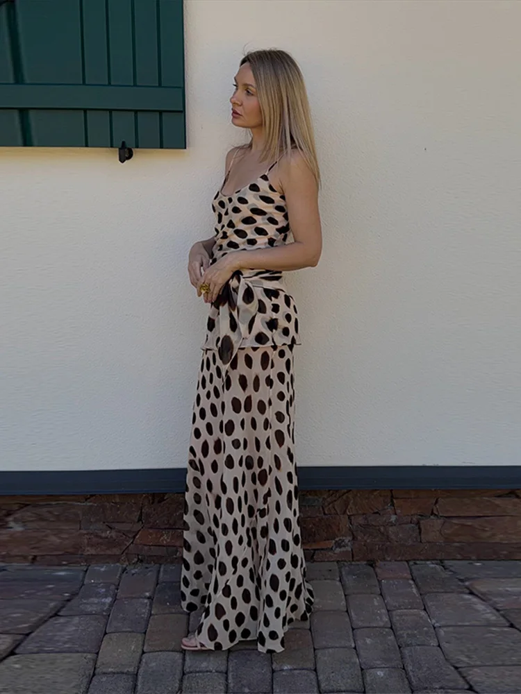 Leoparden-Muster Abnehmbarer Schal Slip Langes Kleid Damen Sexy Spaghetti-Träger V-Ausschnitt Ärmellos Rückenfrei Schlankes Abendkleid Schickes Vestido – Detail 9