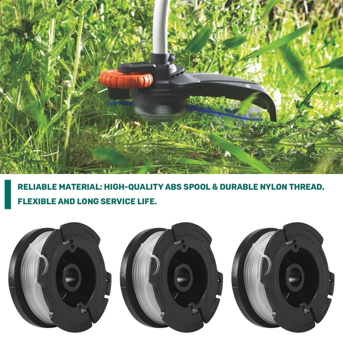 4 Pcs Line String Trimmer Multifunctional Autofeed Weed Grass Trimmer Replacement Spool for BLACK+DECKER AF-100-3ZP