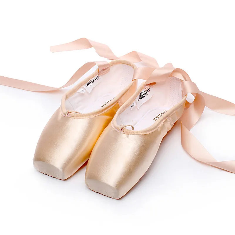 Zapatos de punta de Ballet para mujer, zapatos de baile profesionales con correa, zapatos planos de práctica de satén, zapatos de baile para niños,