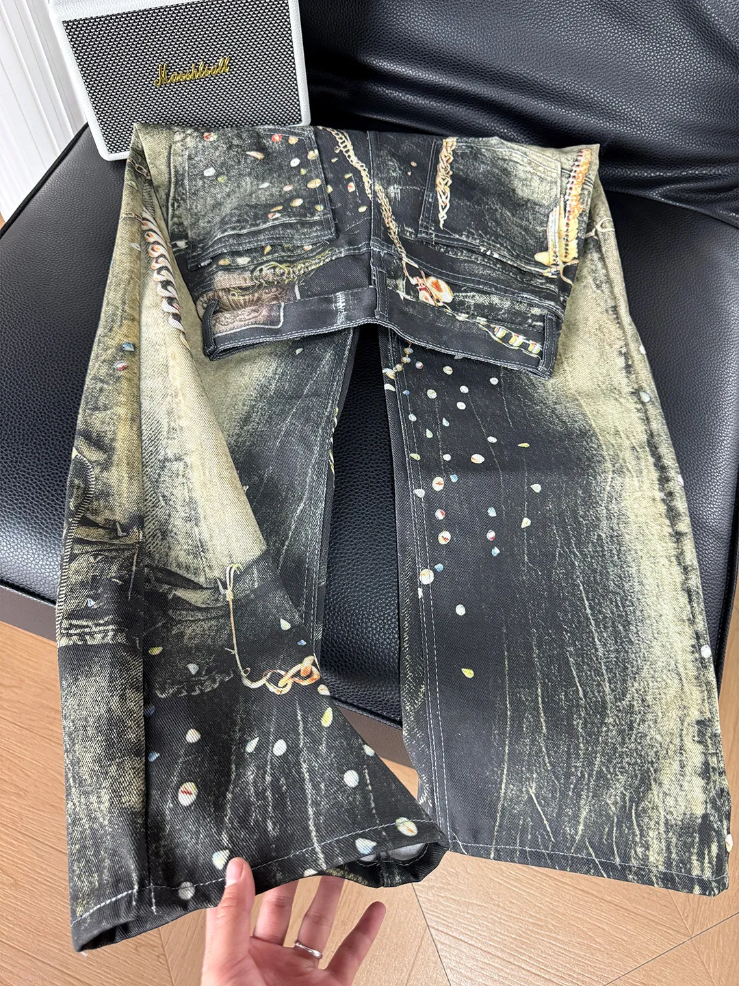 Women Jeans 2026 Fall New Arrival Wide Leg Denim Pants Heavy 3D Chain Print Long High Street Jeans Loose Trousers