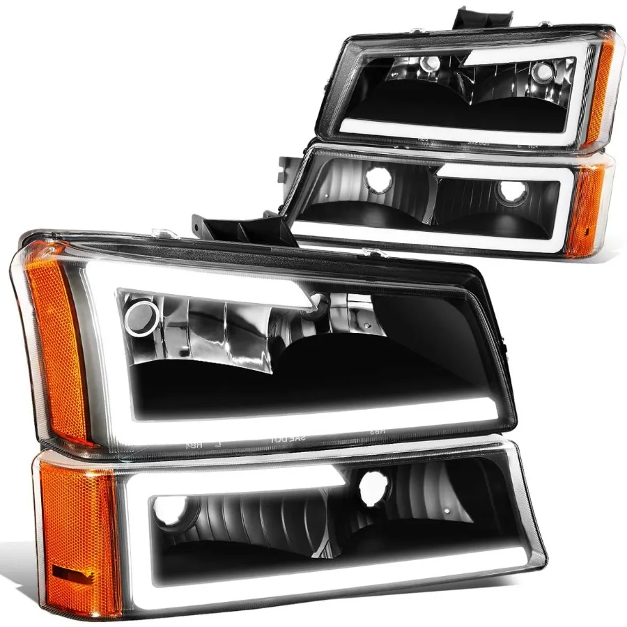 

4PCS LED DRL Headlight Lamps for Chevrolet Silverado Avalanche 1500 2500 3500 0306 and Classic Models 07 Dual Driver and Passen