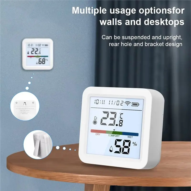 ABLJ Smart Life APP Controlled Tuya WIFI Temperature Humidity Sensor Backlight Hygrometer Thermometer Supports Alexa Google
