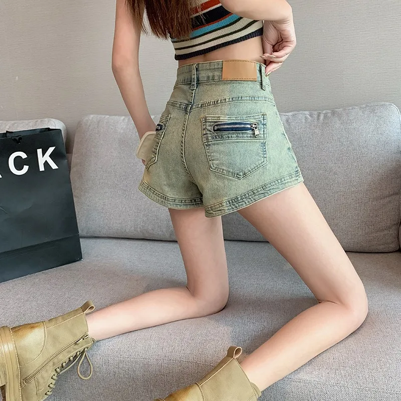 

Shorts Female Jeans Women's Jeans Shorts American Retro High Waist A Line Butt Lifting Summer Hot Pants For Pear Shape Body