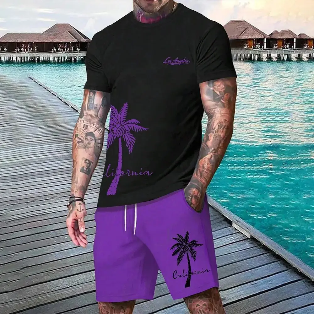 The 2025 Summer new fashion casual Men's Dopamine Beach Casual Shorts Set is soft and comfortable - Image 3