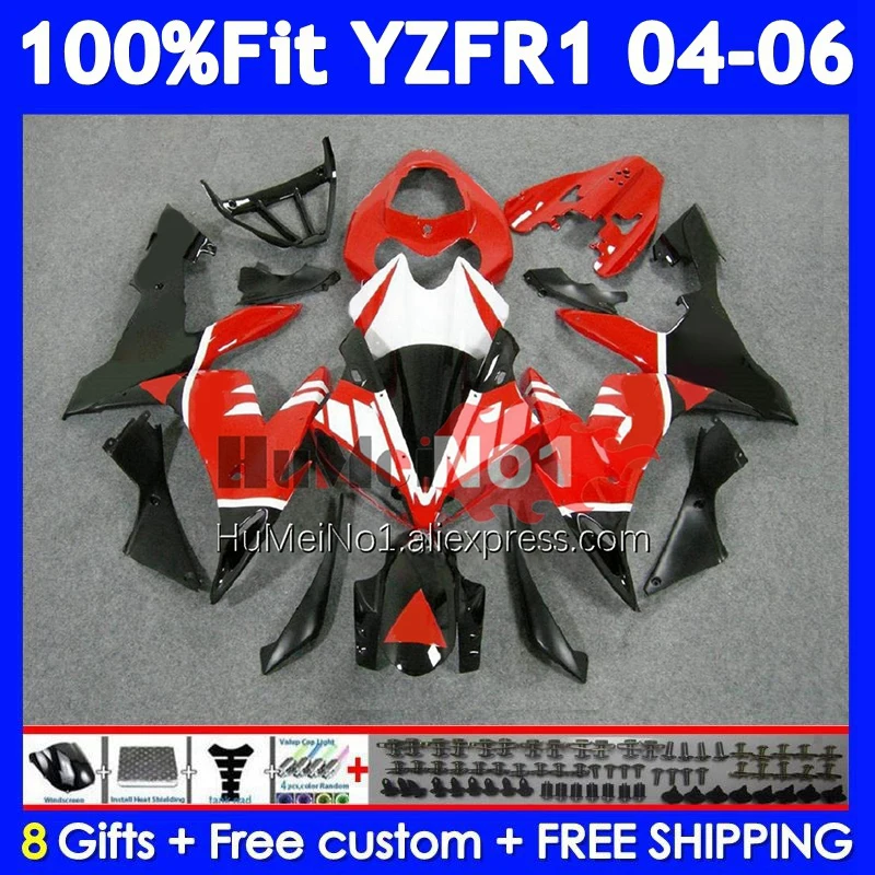 Injection Body For YAMAHA YZF R1 R 1 YZF-1000 YZF1000 Red black 366No.100 1000CC YZF-R1 YZFR1 2004 2005 2006 04 05 06 Fairing