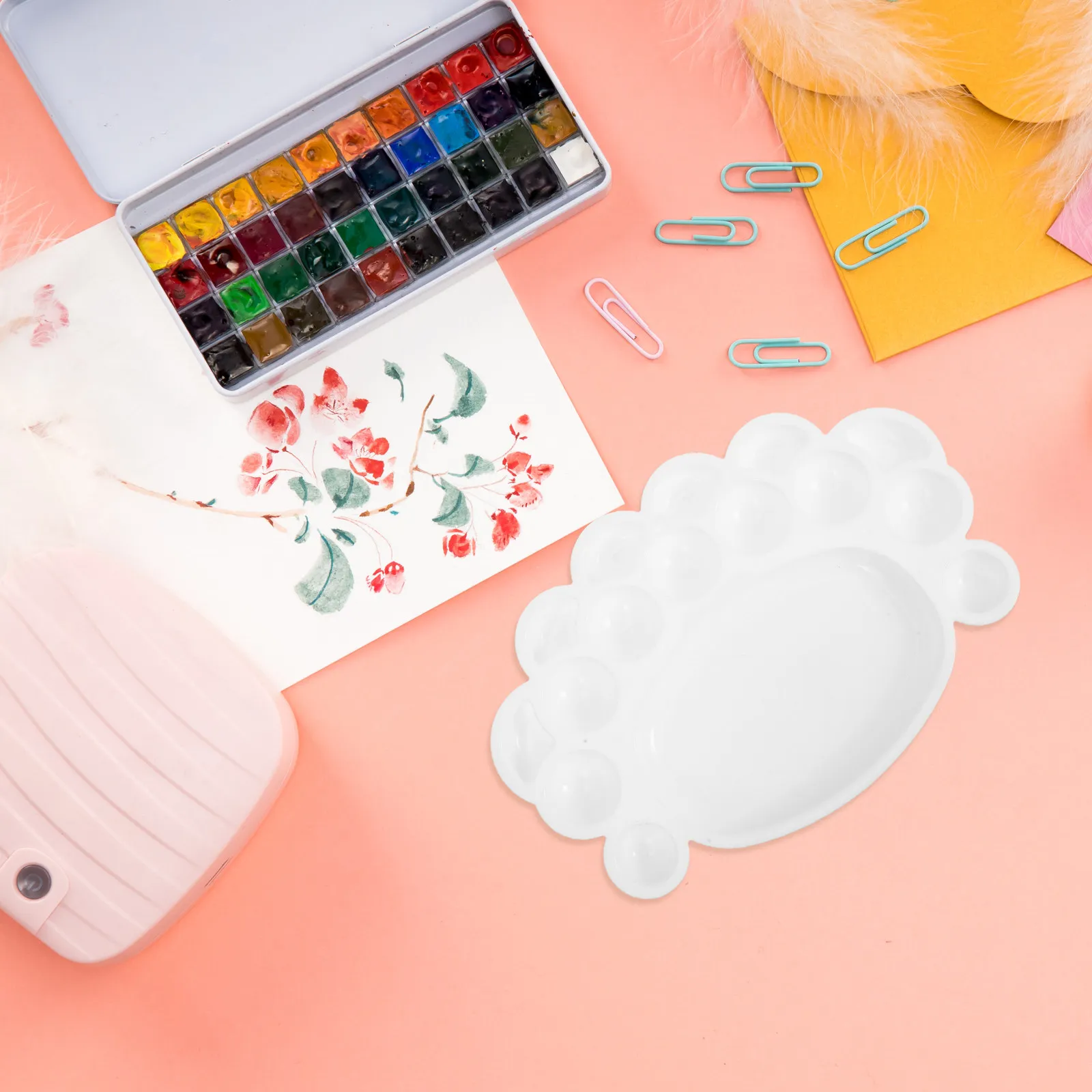 

Cute Pink Footprint Paint Palette Kids Plastic Artist Mixing Tray Watercolor Gouache Acrylic Paint Tray DIY Craft Painting