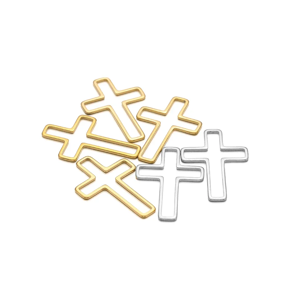 20/50pcs Stainless Steel PVD Gold Cross Charms Hollow Necklaces Connectors Pendant for DIY Jewelry Bracelet Making Findings Bulk - Image 2