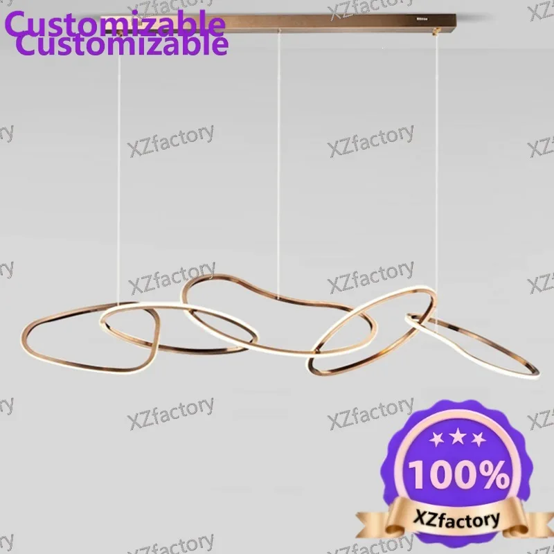 Light luxury creative personalized dining room chandelier, minimalist stainless steel special-shaped lamp for living room