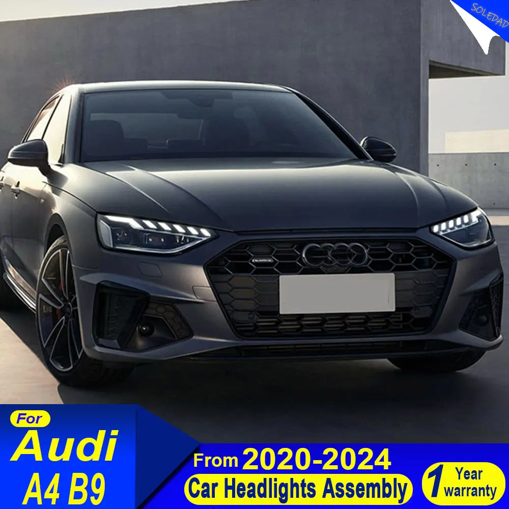 

Car LED HeadLamp for Audi A4 B9 LED 2020 2021 2022 2023 2024 Headlights A4L DRL Turn Signal High Beam Angel Eye Projector Lens