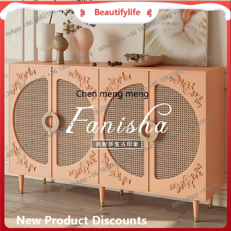 

Новый французский боковой шкаф со скидкой, современный простой шкаф для хранения из ротанга, шкаф для хранения домашнего ресторана