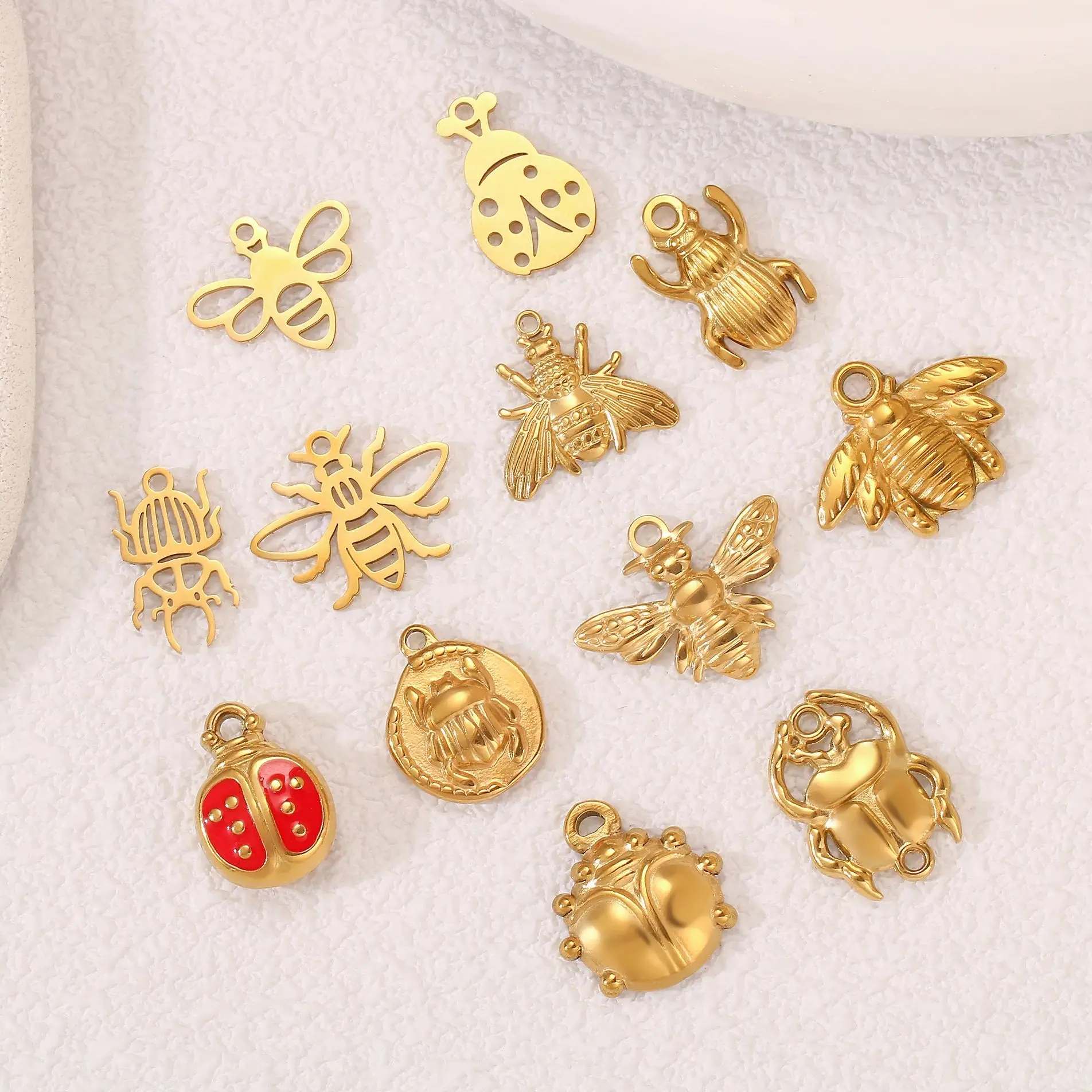3 unids/lote de dijes de abeja/escarabajo para fabricación de joyas, colgantes de escarabajo insecto de acero inoxidable, collar/pendientes DIY, accesorios de joyería