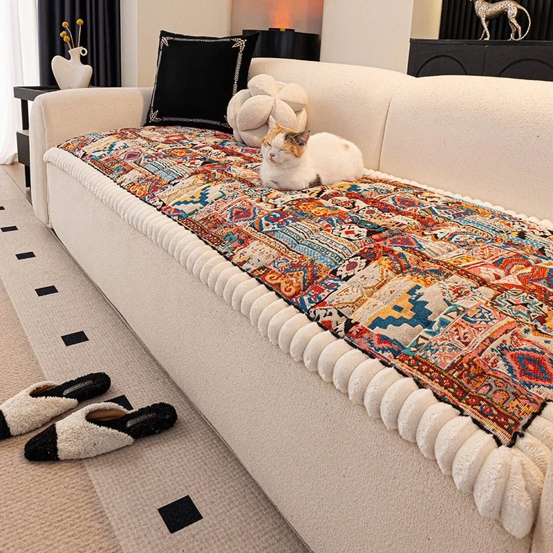 Bohemian Thicken Quilting Sofa Cover Anti-Slip Couch Seat Pad Mat Living Room Furniture Protector Washable All Seasons