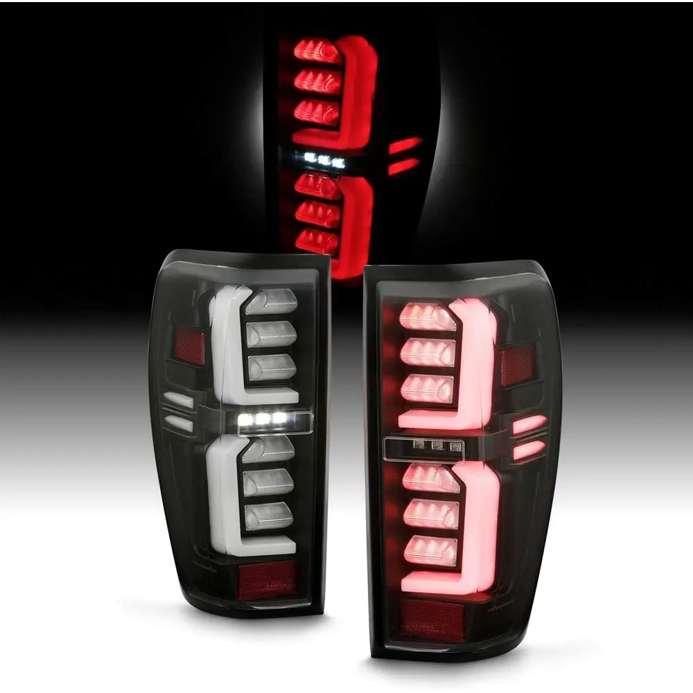 

- Fits 2019-2024 GMC Siera 1500 2500HD 3500HD [Non-LED] Tube Bar LED Black Tail Lights Brake Lamps Pair Driver+Passenger