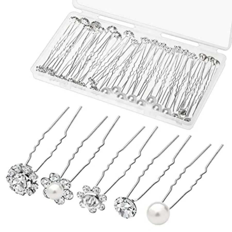 40 Pack Silver Pearl Hair Pins for Bridal Accessories