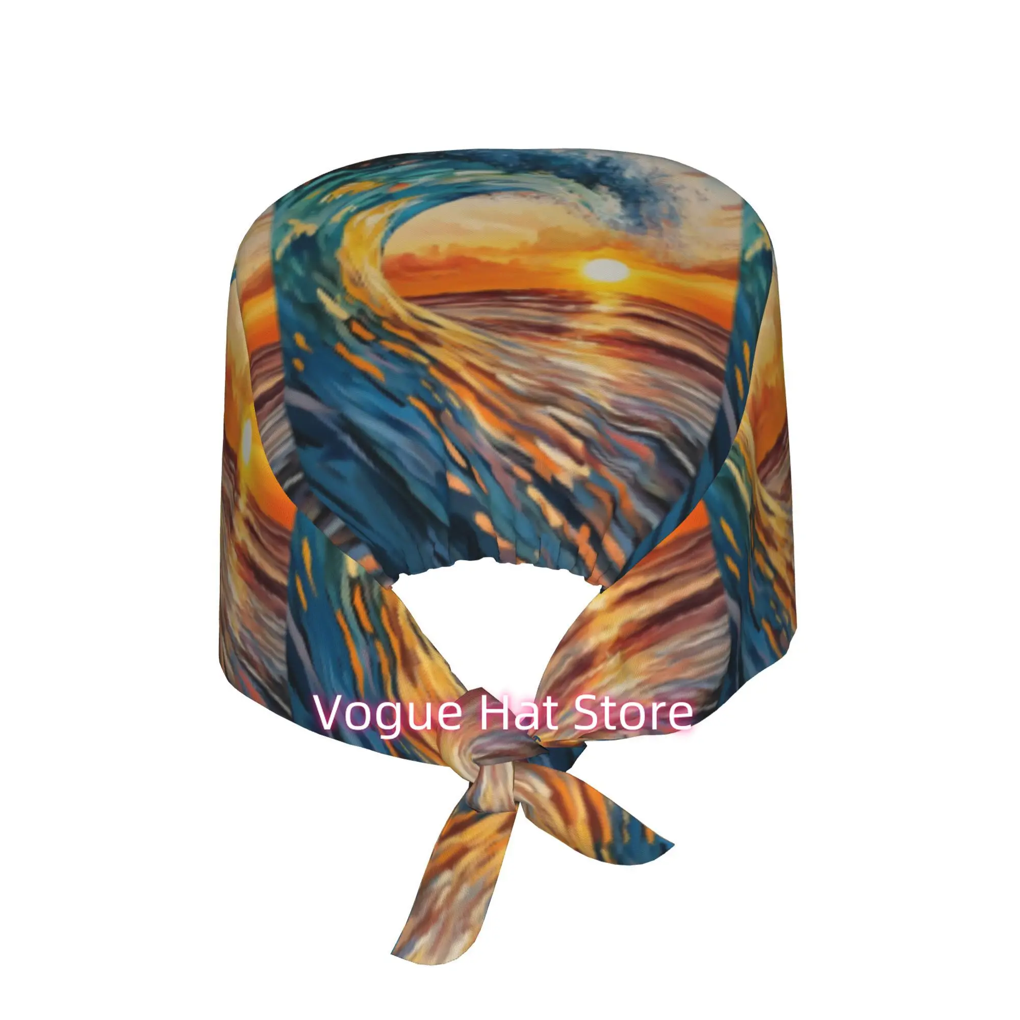 1pc Spray Unisex Stylish Printed Work Cap - Lightweight Adjustable Skull Cap Tie-Back Nurse Hat, Dustproof Chef & Cooking Cap, M