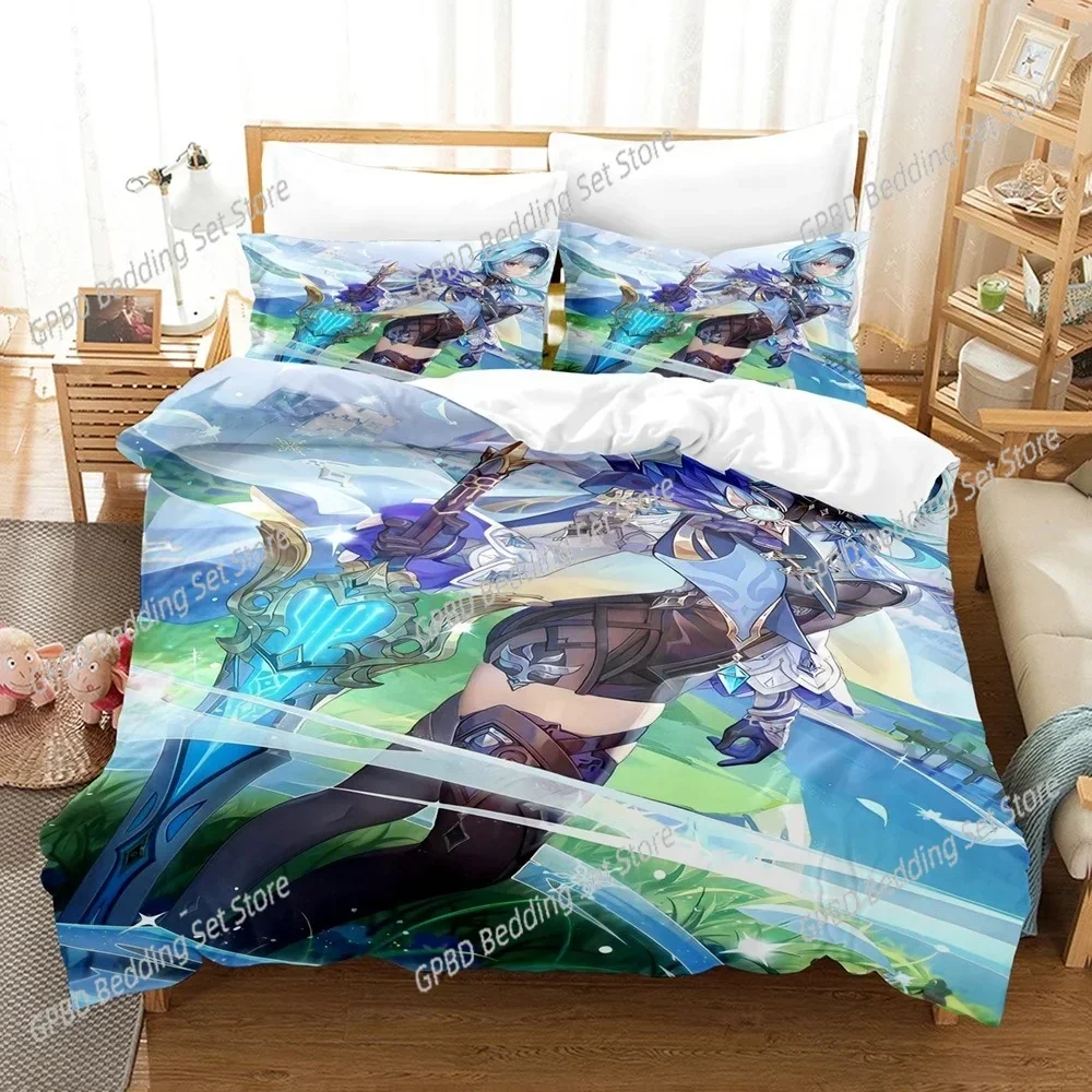 Games Genshin Impact 3D Bedding Set Duvet Cover Pillowcases Single Twin Full Queen King Size Home Decor Quilt Boys Gift