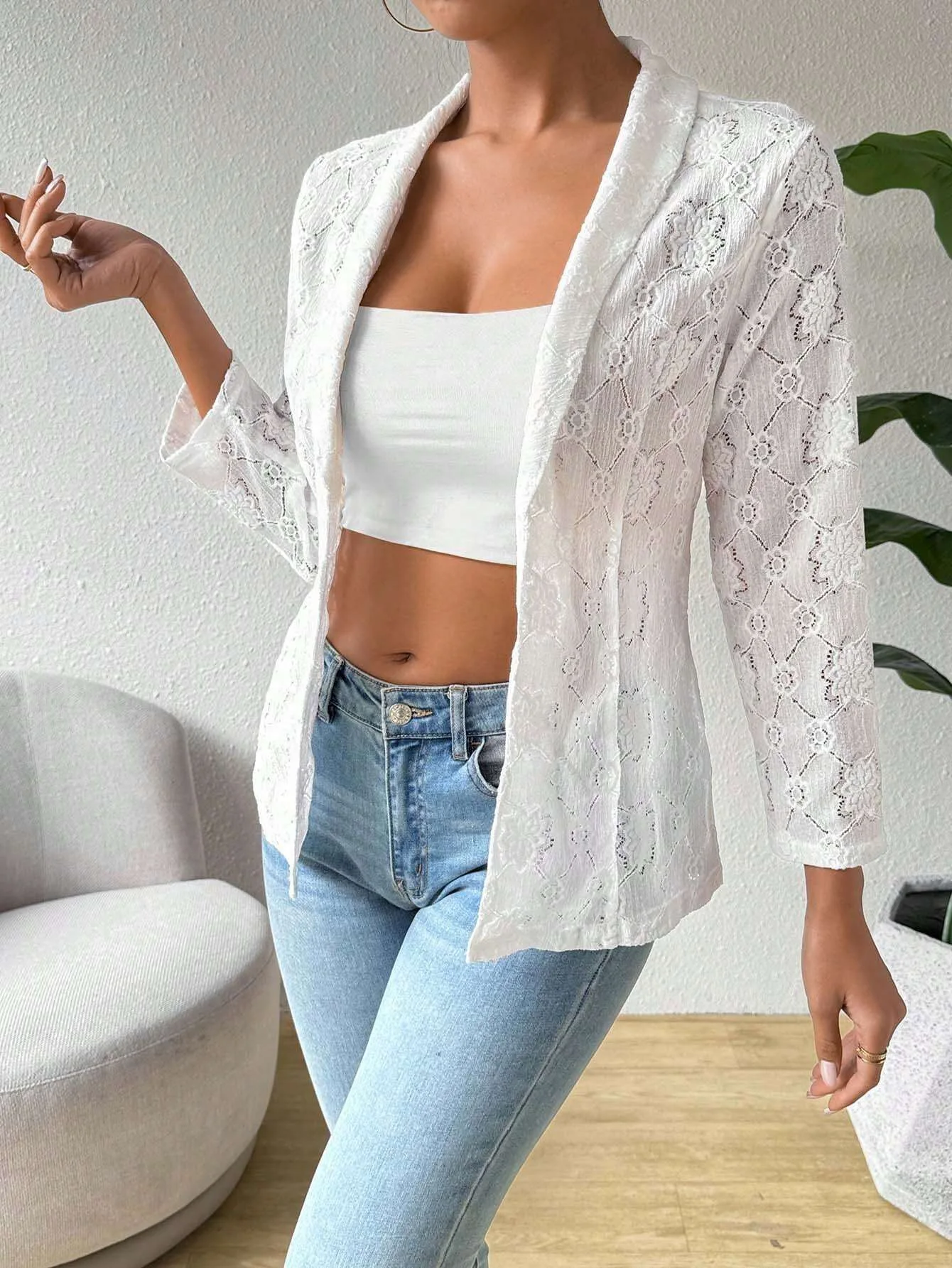 2025 Women's Clothing Blazer Autumn and Winter New Elegant Solid Color Lace Lapel Casual Suit Women's Jacket