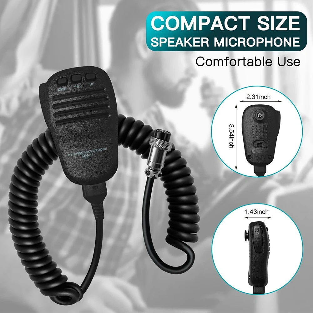 Ham Radio Operation Hand Mic Spiral Cable Mic Approx. 90 * 55 * 30mm 3.54 * 2.16 * 1.18 Inches excluding Cable