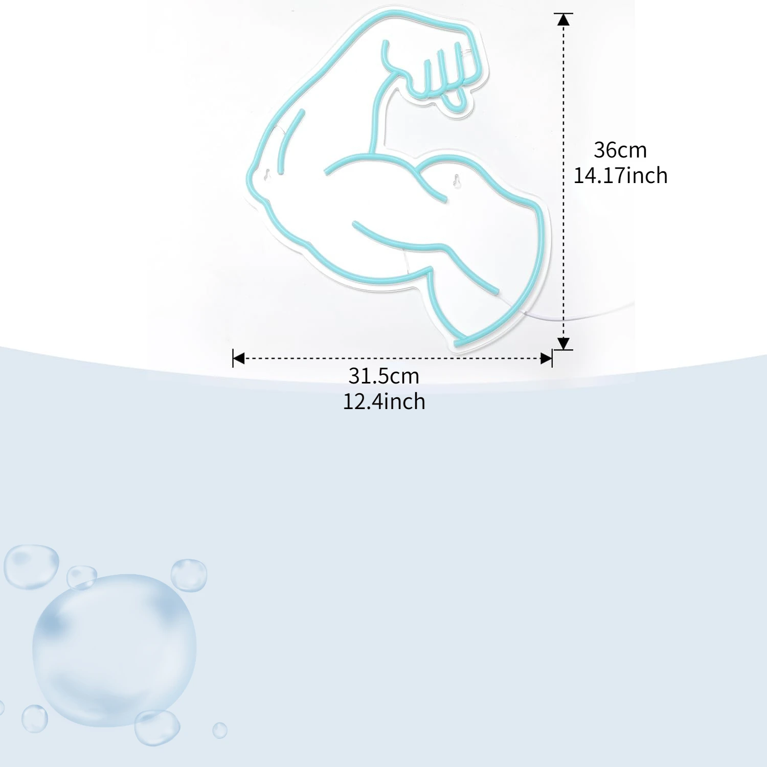 Muscle Arm Neon Sign Blue Glow Bodybuilder Silhouette LED Light for Home Gym Decor Man Cave Wall Art Fitness Gift for Men