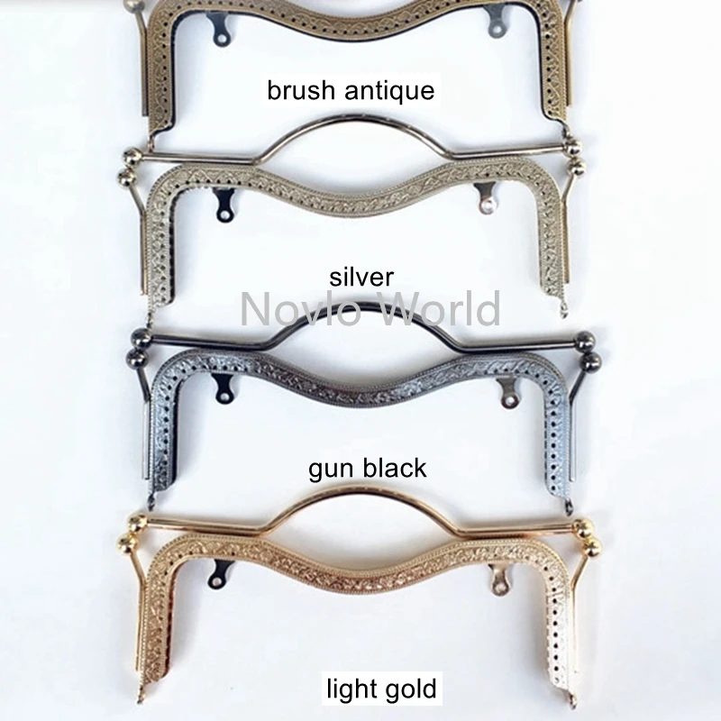 10pcs 20.5cm 27cm 4 colors Metal Purse Frame Handle for Making Kiss Clasp Lock Rose Head Embossed Bronze Tone Bags