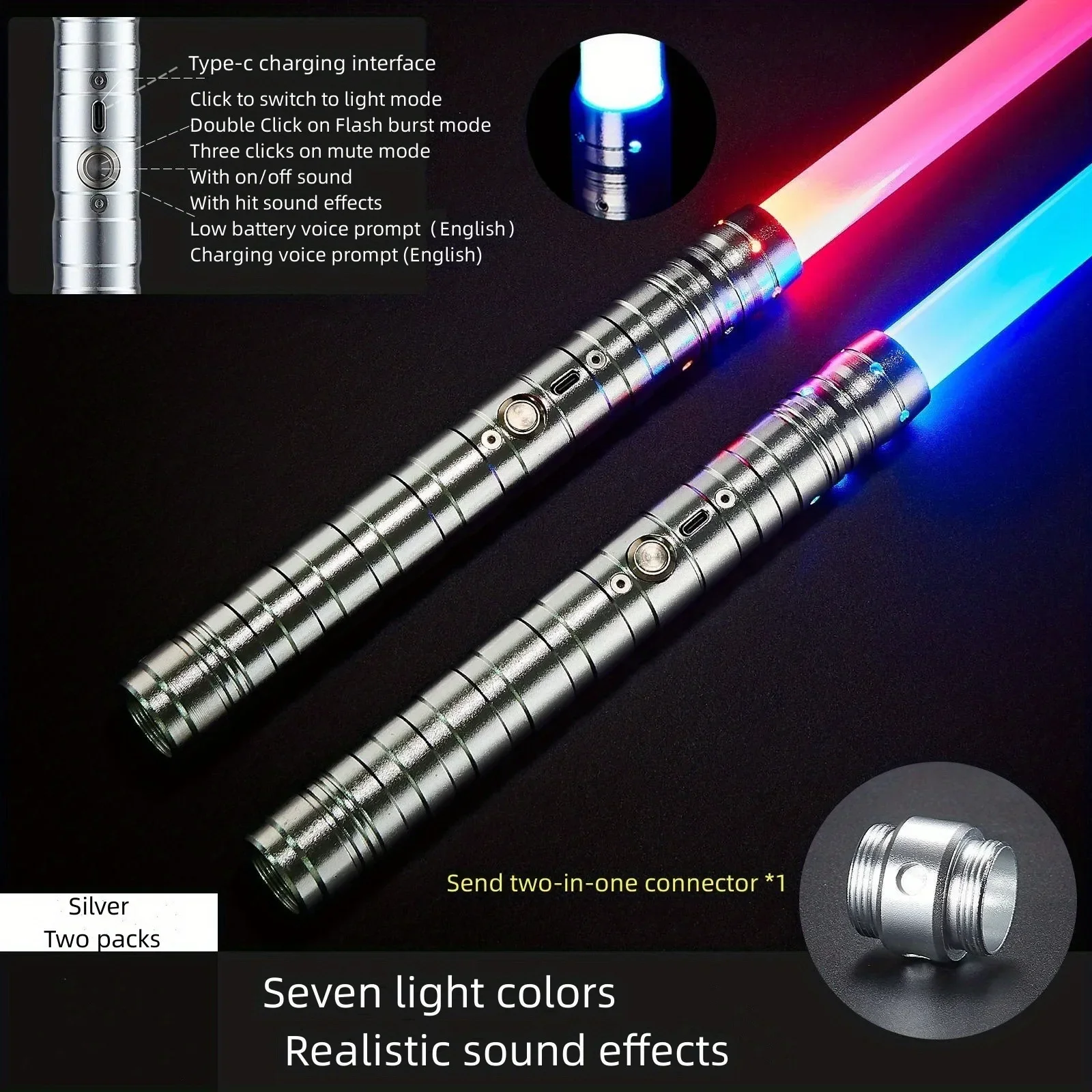 GG 80 سنتيمتر السيف الضوئي السلس سوينغ الثقيلة المبارزة 7 ألوان تغيير Soundfonts قوة FX FOC الناسف لعبة جيدي الليزر السيف مضيئة اللعب #2