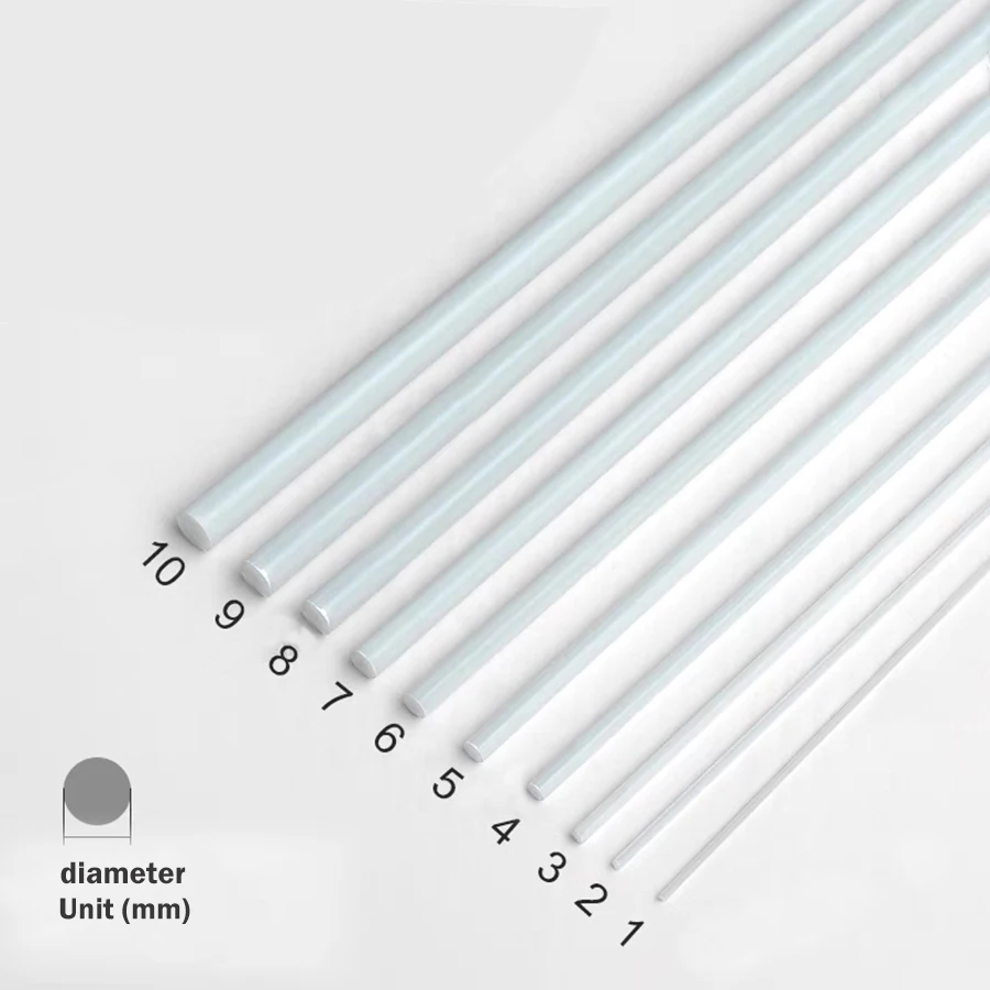 50PC  Fiberglass Rod Diameters 0.8mm-10mm White Solid Glass Fiber Bars Arch UAV Tent Kite  Bracket Length 500mm