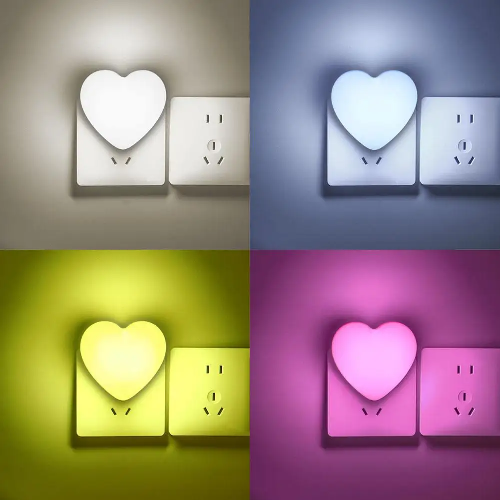 暖かい LED ハート型ナイトライト プラグイン夕暮れから夜明けまでのセンサー - 寝室、バスルーム、廊下用の自動オン/オフ - ホームデコレーション