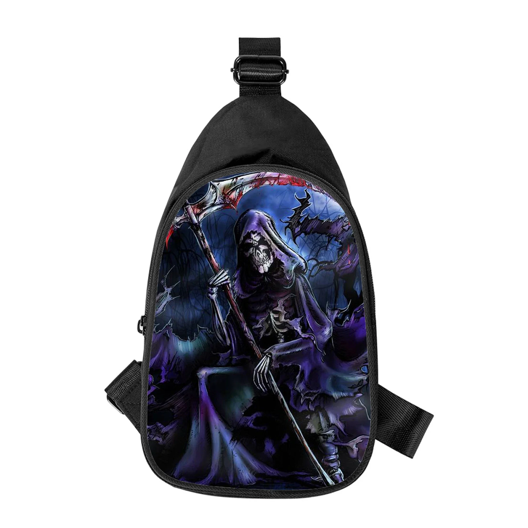 Bolso de pecho cruzado con estampado 3D de esqueleto grim Reaper para hombres y mujeres, bolso de hombro en diagonal, paquete de cintura escolar para marido, paquete de pecho para hombres, nuevo