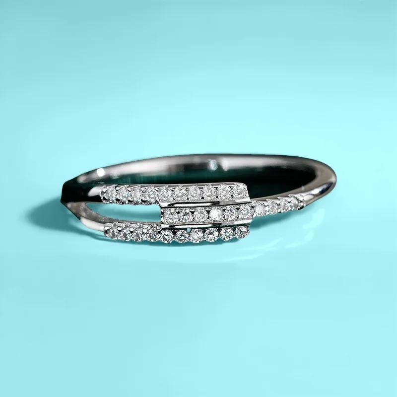 S925 Silver moissanite ring  HipHop Asymmetrical Stackable Moissanite Ring GBA Certified Free Gift Box for Women 2025 Jewelry