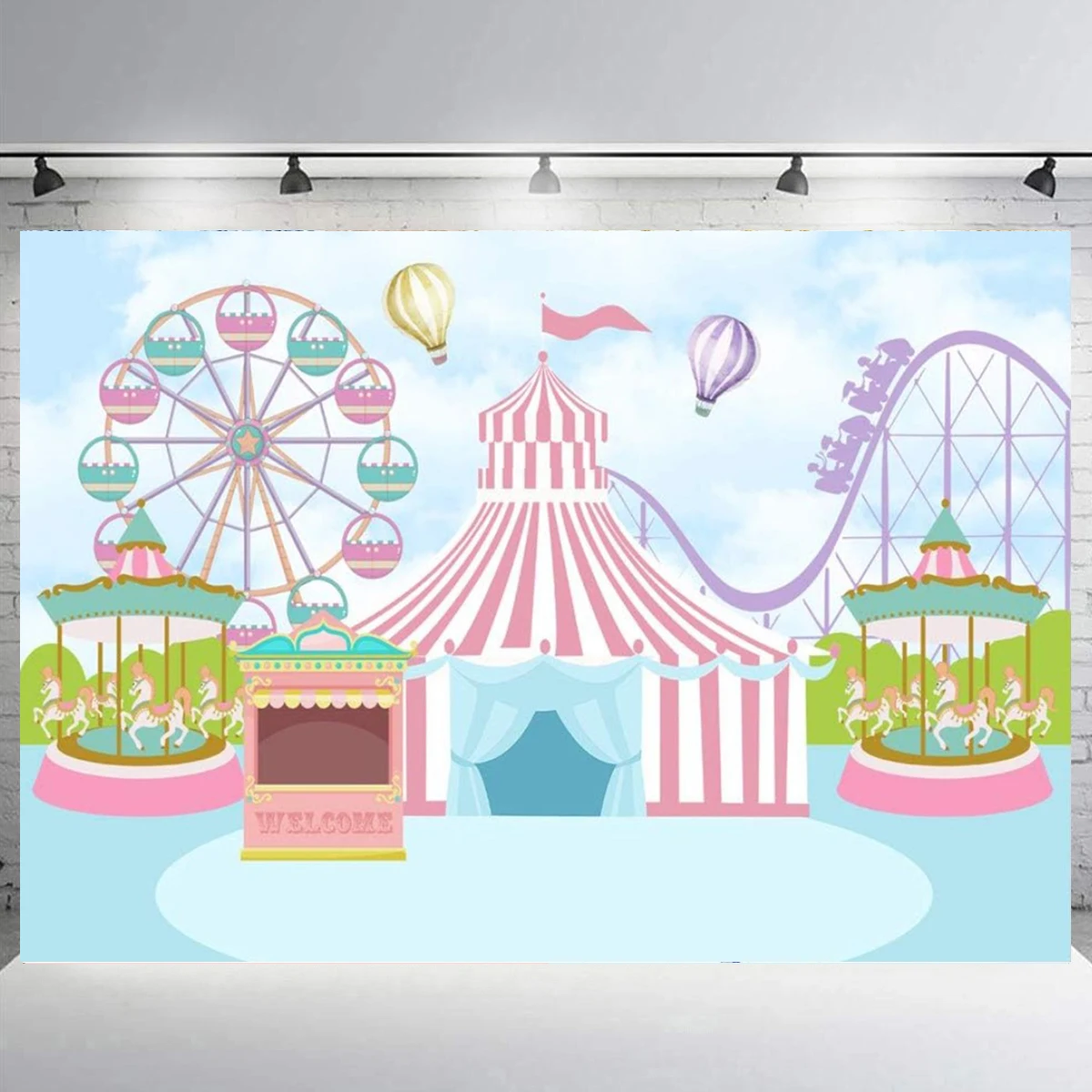 Fondo de Carnaval de circo Fondo de tienda de circo rosa para fiesta de cumpleaños Decoración de postre Fondo de circo rosa Baby Shower Niños