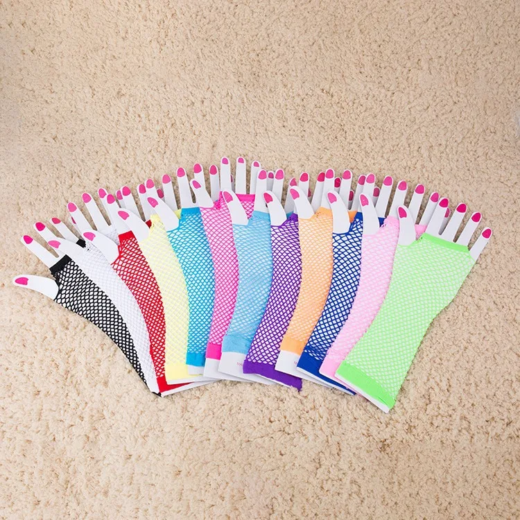 Gloves Long Fishnet Mesh Women Punk Multicolor Club Party Sexy Stage Performance Polyester Spandex Breathable Lightweight