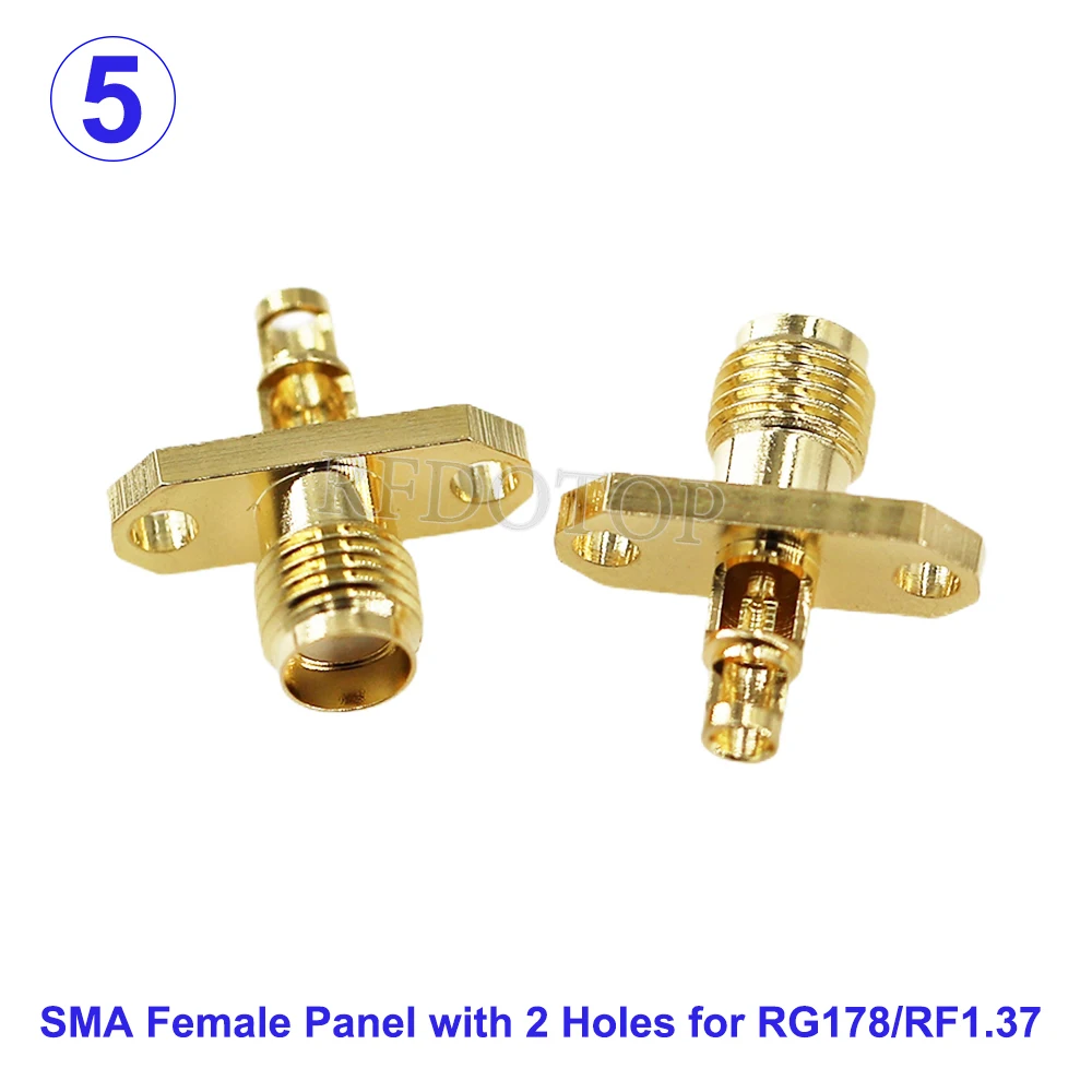 10Pcs/Lot RP-SMA/SMA Female Waterproof O-Ring/SMA Female 2 Holes Solder for RG178/RF1.37 Cable RF Connector Gold Plated 50 Ohm