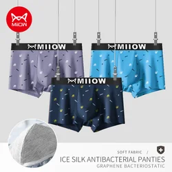 MiiOW 3Pcs Boxers Men Underwear Sexy Breathable Innerwear Printing Man Boxer Men's Panties Male Trunks Underpants Lingerie