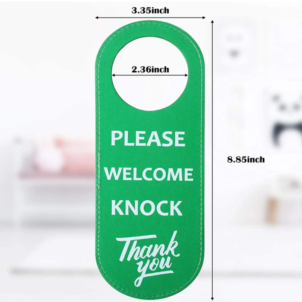 علامة شماعات باب جلد صناعي ، لا تزعج ، الاجتماع قيد التنفيذ ، مثالية للنوم ، علاج سبا #4