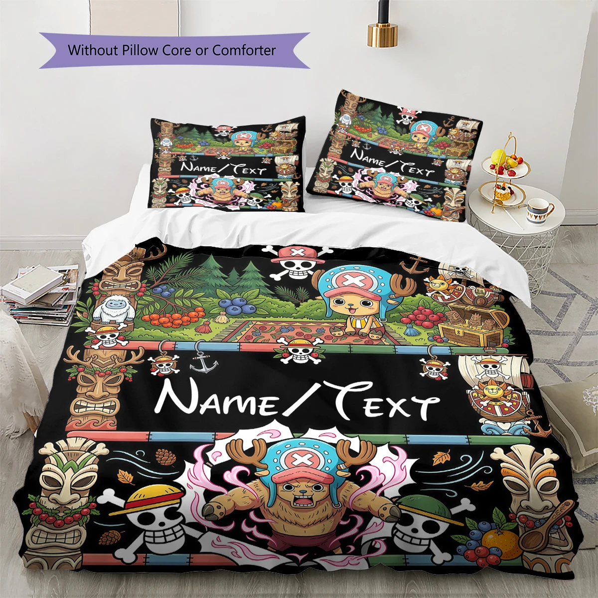 Funda nórdica personalizada con nombre de One Piece, suave, (1 funda nórdica + 2 fundas de almohada sin relleno), tamaños -HE91