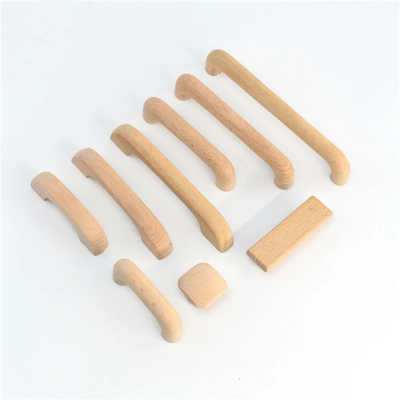 Kitchen Cabinet Wooden Handle Wardrobe Bookcase Solid Furniture Wood Door Drawer Knobs Cupboard Handles Hardware Knobs