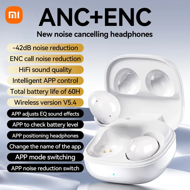 Xiaomi S07 ANC+ENC Wireless Headphones Bluetooth 5.4 Headset HiFi Noise Reduction Earphones Microphone Earbuds For Android iOS