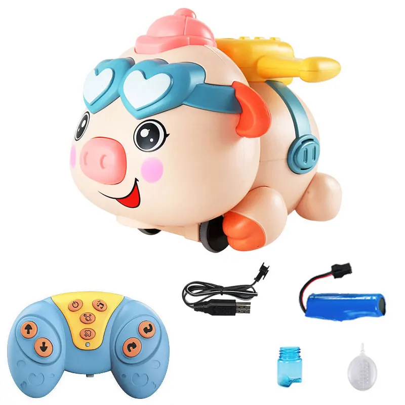 RC Pig Kids Bubble Machine Robot Animal Spray Fog Music Electronic Cow UBS Charge Electric Pet Children Gift