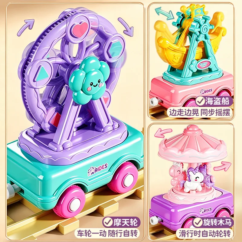 Electric steam train spray magnetic track early education educational children's toys girls magnetic birthday gift