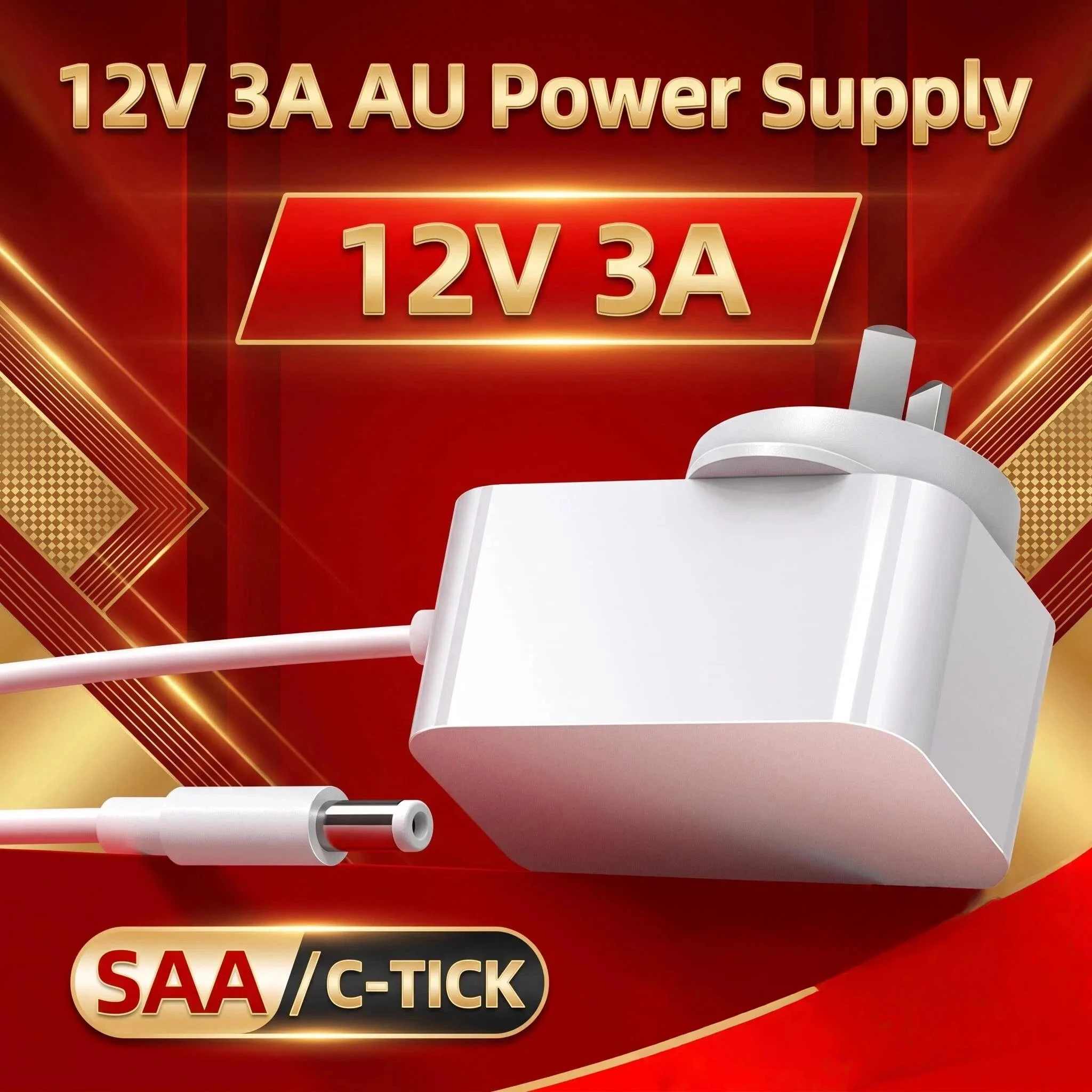 Australian standard 12V3A 36W DC5.5MM * 2.1MM power adapter primary design, suitable for home office electronic devices