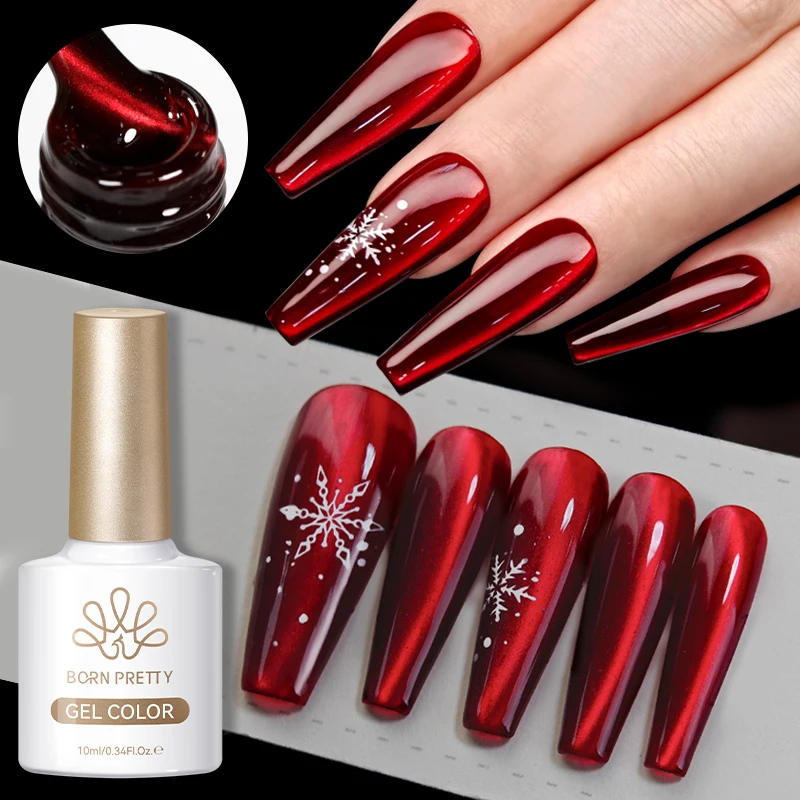 BORN PRETTY 10ml Red Ruby Cat Magnetic Gel Polish For Nails Metal Sparking Glass Crystal Varnish Semi Permanent Soak Off UV LED