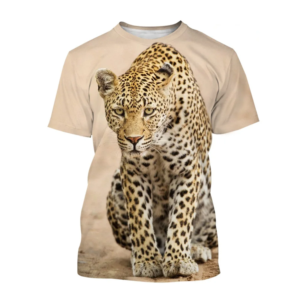 New Leopard Print T-shirts For Men And Women Trend Hip Hop Punk Tees Streetwear Oversized Loose Casual O-neck Short Sleeve Shirt