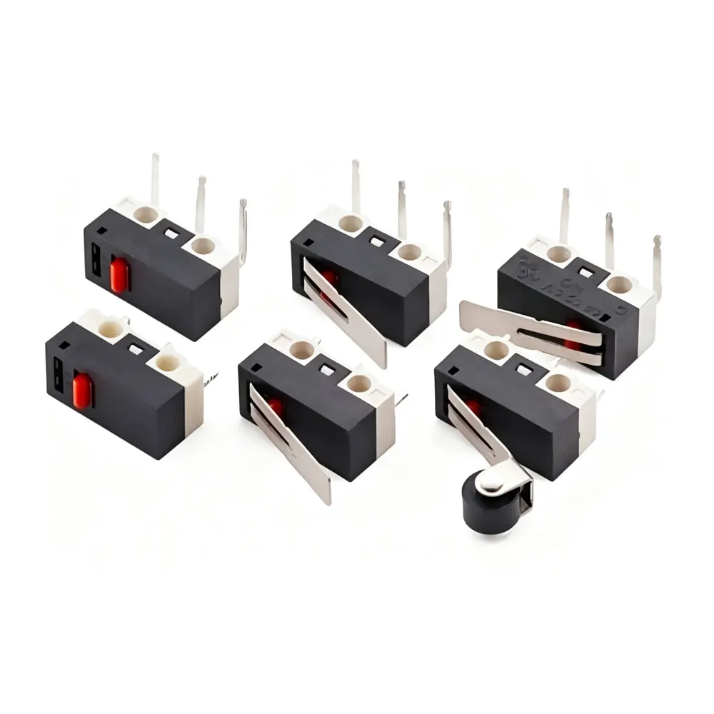 20pcs Mini Micro Limit Switch C NO NC 3Pins PCB Terminals SPDT 1A 2A 125V Roller Arc lever Snap Action Push Micro Mouse switches